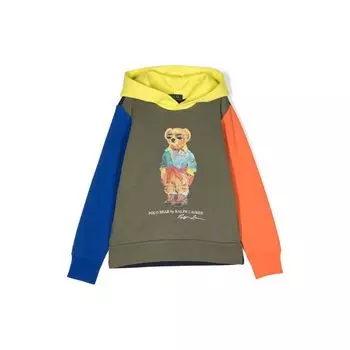 Polo Ralph Lauren Kids SS23 Cartoon Bear Print Casual Hoodie Детские толстовки с капюшоном Multicolor 323899439-001 XL