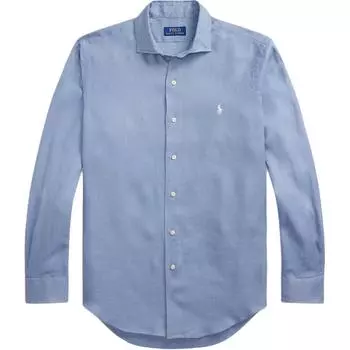 Polo Ralph Lauren Классическая льняная рубашка в гусиную лапку однотонная Мужские рубашки Синий 710964778-011 S