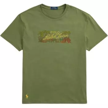 Polo Ralph Lauren Классическая посадка Вышитая футболка-поло из пике Мужские топы Древесно-зеленый MNPOTSH1N822728-300 S