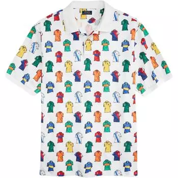 Polo Ralph Lauren Классический крой Полностью принтованная сетчатая рубашка поло Мужские топы Белый 710864994-001 L