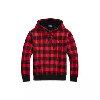 Polo Ralph Lauren клетчатая флисовая толстовка с капюшоном и вышитым логотипом, мужские толстовки с капюшоном, красные MNPOKNI16823-211 XS