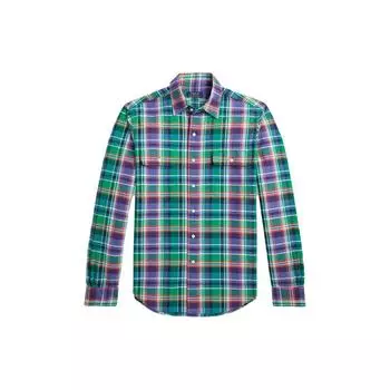 Polo Ralph Lauren клетчатая однобортная рубашка с воротником-стойкой, повседневная, с длинным рукавом, мужские рубашки, многоцветные MNPOWOV16823241-999 L