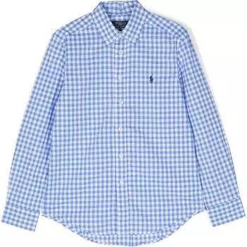 Polo Ralph Lauren клетчатая рубашка с цветными блоками на пуговицах с длинным рукавом, детские топы, светло-голубой цвет 323862260-015 M