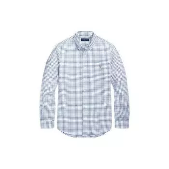 Polo Ralph Lauren клетчатая рубашка с длинным рукавом и однобортным воротником, мужские рубашки синего цвета 710631989017 S