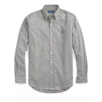 Polo Ralph Lauren клетчатый логотип вышитый однобортный длинный рукав рубашка мужские рубашки черный белый MNPOWOV16820818-999 S