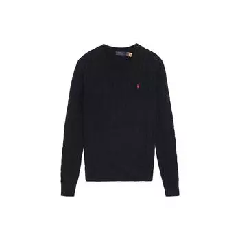 Polo Ralph Lauren круглый вырез горловины вышитый косичками свитер мужской свитер темно-синий 710775885-001 S