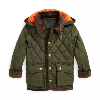 Polo Ralph Lauren куртка детская однотонная съемный капюшон молния приталенный крой длинный рукав хлопковое пальто детские куртки зеленый CWPOOTWB6020190-301 L