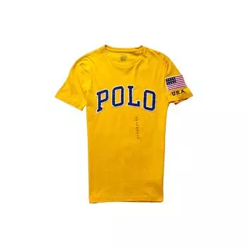 Polo Ralph Lauren Letter Appliqu Crew Neck Straight Fit Short Sleeve T Shirt Men Tops Yellow 710791101-002 S