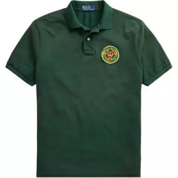Polo Ralph Lauren Letter Logo Pattern Вышитый свитер с коротким рукавом Поло Футболка мужская топы Зеленый 710838841-001 S