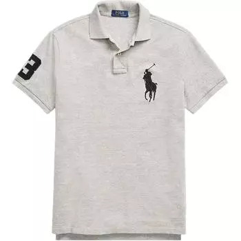 Polo Ralph Lauren Letter Logo Вышитая рубашка поло с коротким рукавом Мужская рубашка серого цвета 710688969-002 L