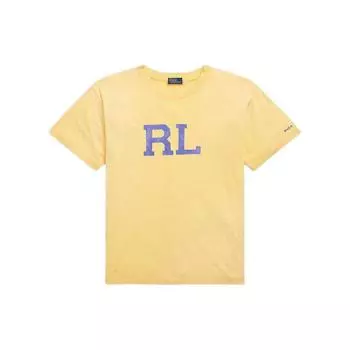 Polo Ralph Lauren Letter Print Crew Neck Straight Fit Short Sleeve T-Shirt Women T Shirt Autumn-Yellow WMPOKNINCU20906-700 S