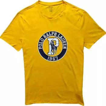 Polo Ralph Lauren Letter Print Crew Neck Short Sleeve T Shirt Men Tops Yellow 710796095-002 S