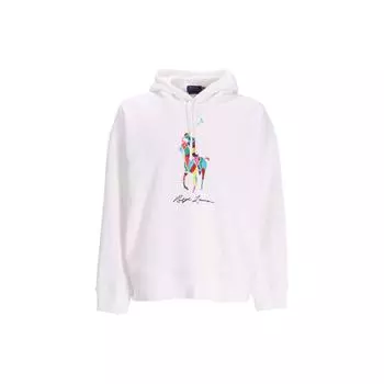 Polo Ralph Lauren Letter Print Hooded Long Sleeve Loose Sweatshirt Men sweatshirt White 710926613-001 XL