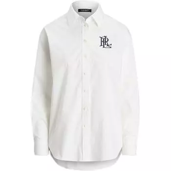 Polo Ralph Lauren Letter Print Однобортная рубашка с длинным рукавом и воротником Женские рубашки Белого цвета WMLRSHTS6820379-100 XS