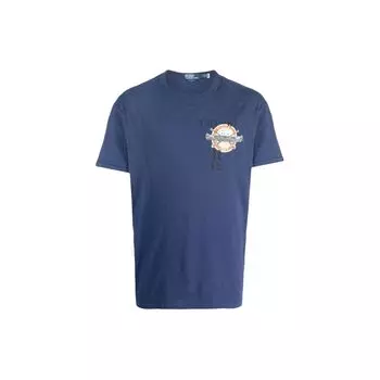 Polo Ralph Lauren Letter Print Round Neck Short Sleeve T Shirt Men Tops Navy-Blue 710920305-001 S