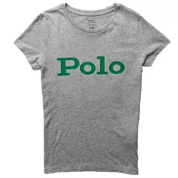 Polo Ralph Lauren Letter Print Round Neck Casual Short Sleeve T Shirt Women Tops Gray 211810285-002 L