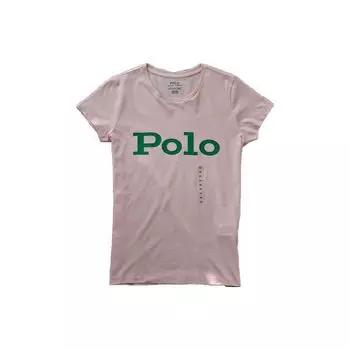 Polo Ralph Lauren Letter Print Round Neck Casual Short Sleeve T Shirt Women T Shirt Light-Pink 211810285-004 XS