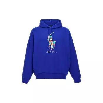 Polo Ralph Lauren Lettered Hooded Pullover Fit Long Sleeve Sweatshirt Men sweatshirt Blue 710926613-003 XL