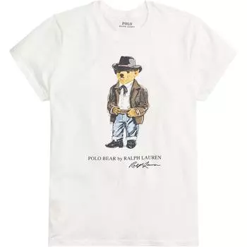 Polo Ralph Lauren Logo Bear Print Crew Neck Short Sleeve T Shirt Women Tops White WMPOKNINN820456-100 XS