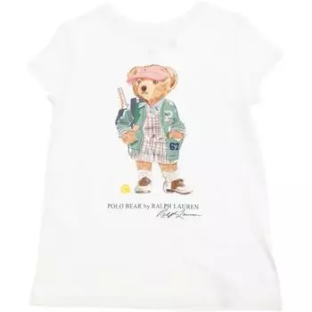 Polo Ralph Lauren Лого Графический Пуловер Футболка с Круглым Вырезом Детские Топы Белый 313971122-002 L