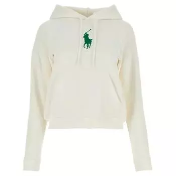Polo Ralph Lauren Logo Hooded Pullover Long Sleeve Short Sweatshirt Women sweatshirt Off-White 211922893-004 S