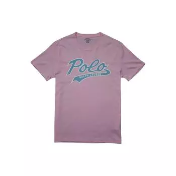 Polo Ralph Lauren Logo Print Casual Crew Neck Short Sleeve T Shirt Men Tops Pink 710843008-002 XL