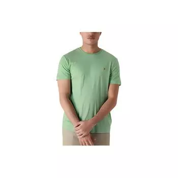 Polo Ralph Lauren Logo Прямой покрой с круглым вырезом и коротким рукавом Футболка мужская Футболки Зеленая 710740727-047 S