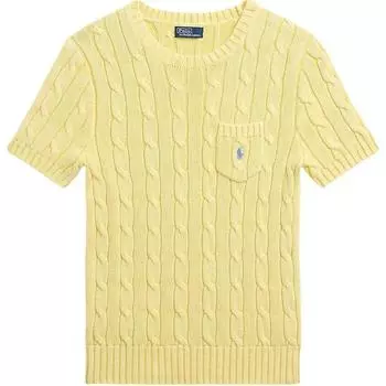Polo Ralph Lauren Logo Round Neck Pullover Knit Short Sleeve T Shirt Women T Shirt Yellow 211895379-015 S