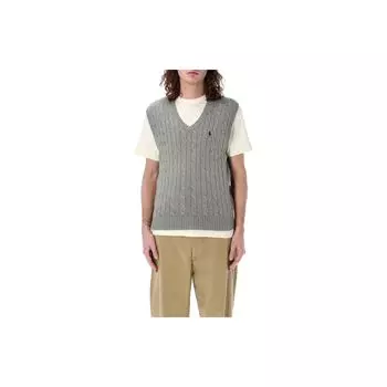 Polo Ralph Lauren Logo Striped V-образным вырезом без рукавов свитер мужской топ серый 710860352C-006 XS