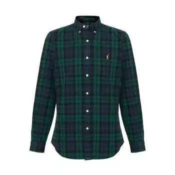 Polo Ralph Lauren Logo Вышитая клетчатая рубашка с длинным рукавом Мужские рубашки Зеленые 710853154-004 XXL