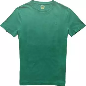 Polo Ralph Lauren Logo Вышитый круглый вырез с круглым вырезом Повседневная однотонная футболка с коротким рукавом Мужские топы Зеленый 710624699-080 XXL