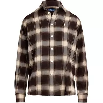 Polo Ralph Lauren Logo Вышитый на пуговицах свободный крой рубашка с длинным рукавом женские рубашки коричневые 211923863-012 L