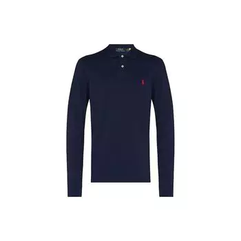 Polo Ralph Lauren Logo Вышитый однотонный длинный рукав рубашки поло мужские топы синий 710680790-046 M