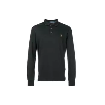 Polo Ralph Lauren Logo Вышитый однотонный длинный рукав рубашки поло мужские топы черный 710671785-002 XS
