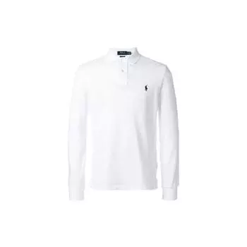 Polo Ralph Lauren Logo Вышитый однотонный простой длинный рукав рубашки поло мужские топы белый 710681126-001 XXL