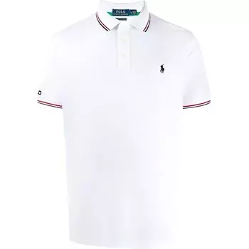 Polo Ralph Lauren Logo Вышитый Полосатый Короткий Рукав Поло Рубашка Мужская Топы Белый 710792813-002 XXL