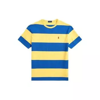 Polo Ralph Lauren Logo Вышитый Полосатый Круглый вырез с коротким рукавом Футболка Мужская Топы Желтый 710934652-002 M