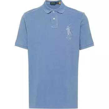 Polo Ralph Lauren Logo Вышитый Повседневный Рубашка Поло с Коротким Рукавом Мужские Топы Небесно-Голубой 710936508-001 M