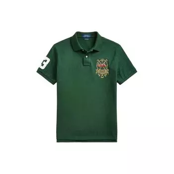 Polo Ralph Lauren Logo Вышитый Повседневный Трикотажный Поло с Коротким Рукавом Мужские Поло Рубашки Темно-Зеленый 710807546-005 XS