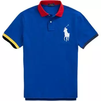 Polo Ralph Lauren Logo Вышитый Slim Fit Прямой покрой Рубашка поло с коротким рукавом Мужские топы Синий MNPOKNI1N821395-400 XS