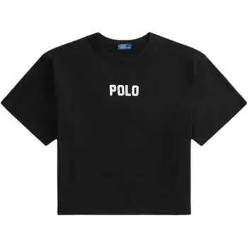 Polo Ralph Lauren Логотип Хлопковое Джерси Футболка с Круглым Вырезом и Заниженной Линией Плеча Женские Футболки Черный WMPOKNINCU21175-001 M
