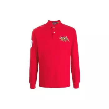 Polo Ralph Lauren Логотип Patch Design Длинный рукав Поло Рубашка Женские топы Красный 710814438-005 S