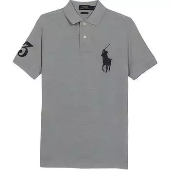 Polo Ralph Lauren Логотип Pattern Вышитый короткий рукав Поло Рубашка Мужская Топы Серый 710907394006 XL