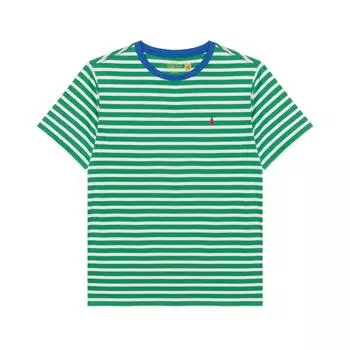 Поло Ralph Lauren Логотип Полосатая Футболка с коротким рукавом и круглым вырезом Детские топы Зеленый 323958171-001 XL