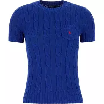 Polo Ralph Lauren Логотип С круглым вырезом Короткий рукав Женский свитер Синий 211895379-013 M