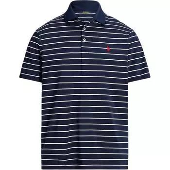 Polo Ralph Lauren Логотип Вышитый Полосатый Повседневный Поло с Коротким Рукавом Мужские Поло Темно-Синий Белый 710901019-001 XXL