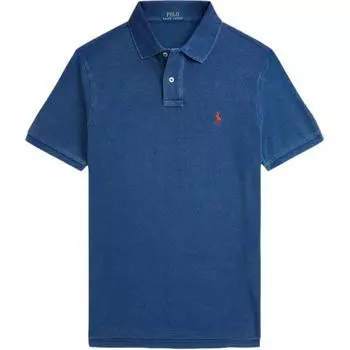 Polo Ralph Lauren Логотип Вышивка Приталенная Рубашка Поло Мужские Топы Джинсово-Синий 710970582-002 M