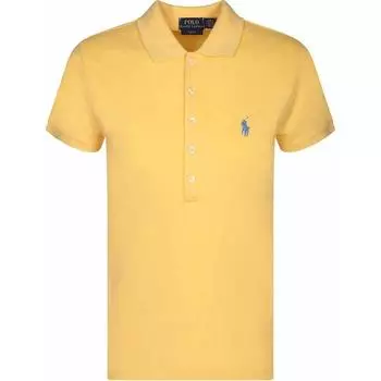 Polo Ralph Lauren логотип вышитый однотонный пуговицами короткий рукав рубашка поло женские топы желтый 211870236-020 XS