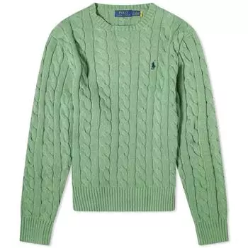 Polo Ralph Lauren Маленький логотип Pony вышитый круглый вырез свитер косичной вязки мужской свитер светло-зеленый MNPOSWE16820280-300 XXL