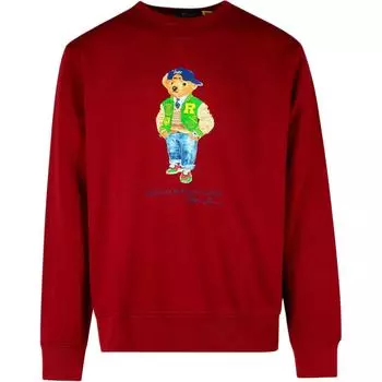 Polo Ralph Lauren Медвежий Принт Круглый Вырез Длинный Рукав Толстовка Мужская Толстовка Красная 710953718-001 XS